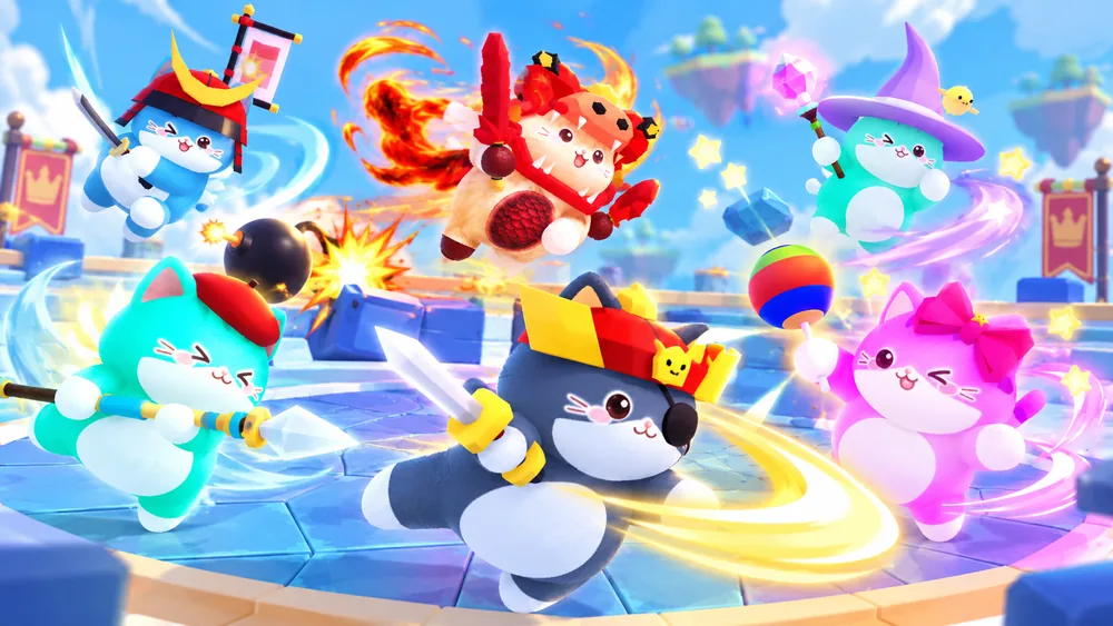 Multiple cats battling at once in the arena